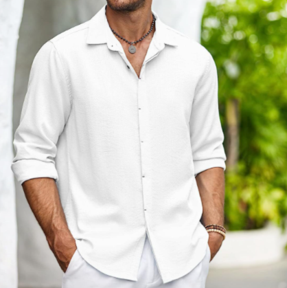 Camicia da uomo in lino bianca ArktisPur