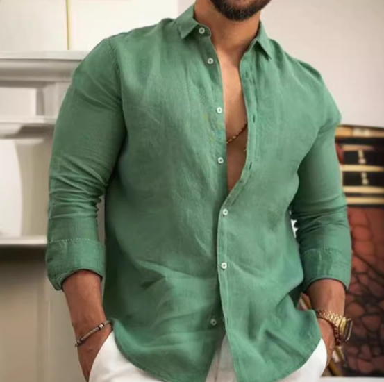 Camicia da uomo in lino SmaragdLux