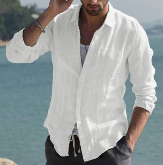 Camicia da uomo in lino blu Nordwind